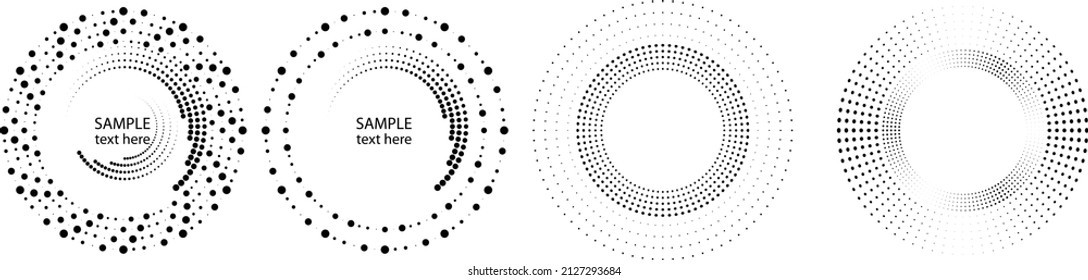 Halftone dots in circle form. round logo . vector dotted frame . design element
