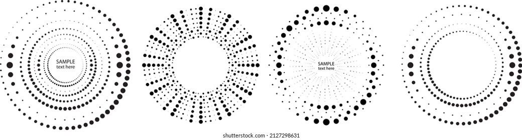 Halftone dots in circle form. round logo . vector dotted frame . design element
