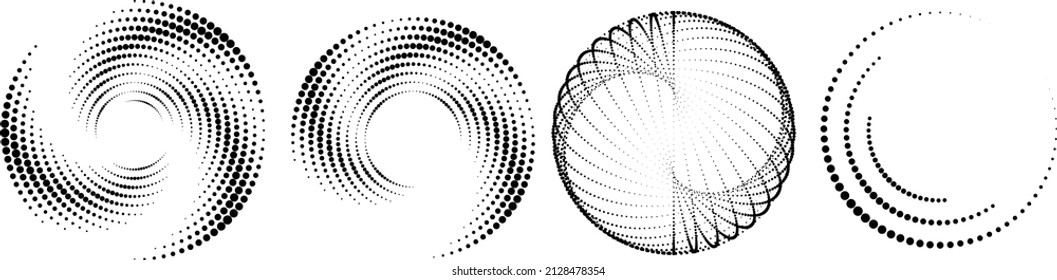 Halftone dots in circle form. round logo . vector dotted frame . design element