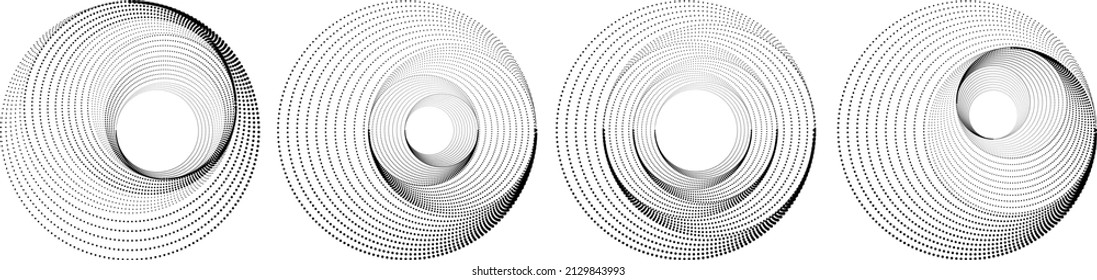 Halftone Punkte in Kreisform. Rundlogo . Vektor gepunkteter Rahmen. Designelement