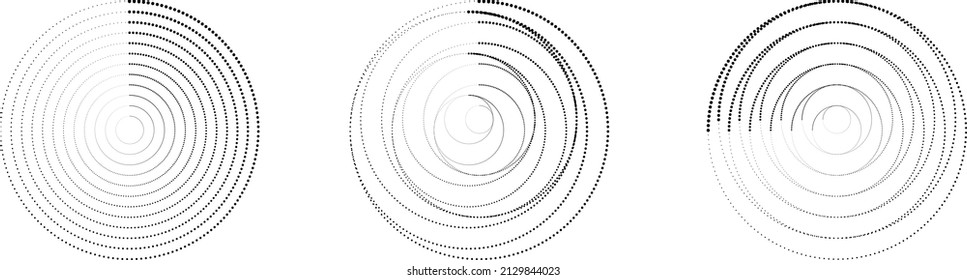 Los puntos de semitono en forma de círculo. logotipo redondo. cuadro de puntos vectoriales. elemento de diseño