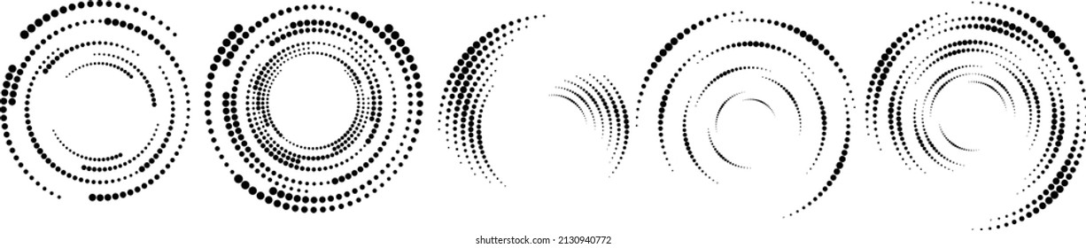 Halftone dots in circle form. round logo . vector dotted frame . design element