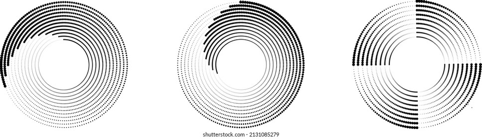 Halftone dots in circle form. round logo . vector dotted frame . design element