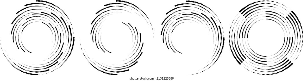 Los puntos de semitono en forma de círculo. logotipo redondo. cuadro de puntos vectoriales. elemento de diseño