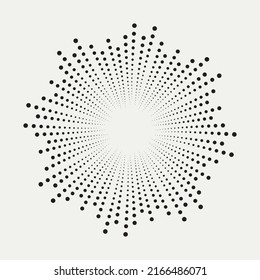 Halftone dots in circle form. Round halftone logo. Vector dotted frame design. Design element.
