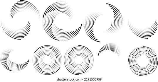 Los puntos de semitono en forma de círculo. logotipo redondo. cuadro de puntos vectoriales. elemento de diseño