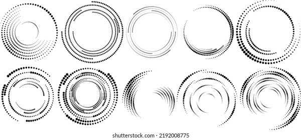 Halftone dots in circle form. round logo . vector dotted frame . design element