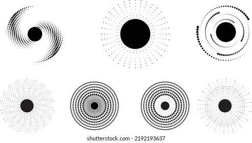 Halftone dots in circle form. round logo . vector dotted frame . design element