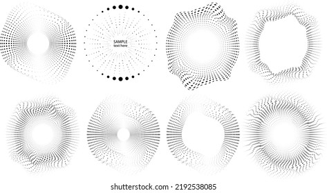 Halftone dots in circle form. round logo . vector dotted frame . design element