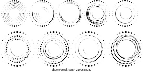 Halftone Punkte in Kreisform. Rundlogo . Vektor gepunkteter Rahmen. Designelement