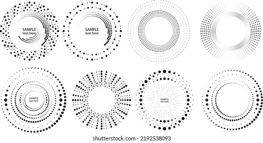 Los puntos de semitono en forma de círculo. logotipo redondo. cuadro de puntos vectoriales. elemento de diseño