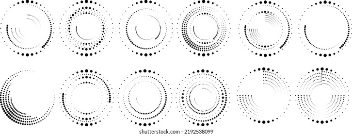 Halftone dots in circle form. round logo . vector dotted frame . design element