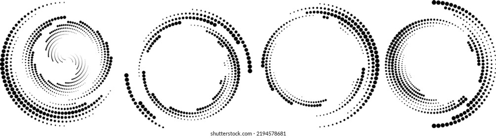 Halftone dots in circle form. round logo . vector dotted frame . design element