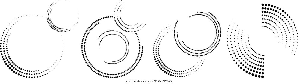 Halftone dots in circle form. round logo . vector dotted frame . design element