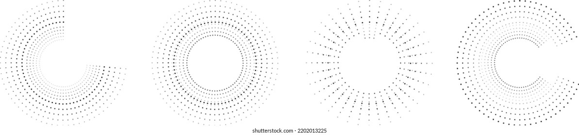 Halftone dots in circle form. round logo . vector dotted frame . design element