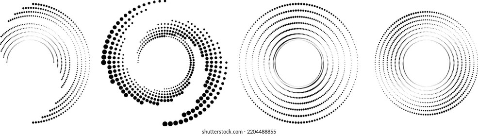Halftone dots in circle form. round logo . vector dotted frame . design element