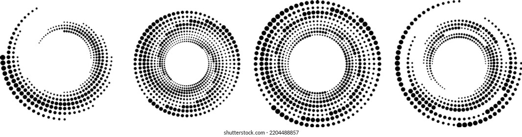 Halftone dots in circle form. round logo . vector dotted frame . design element