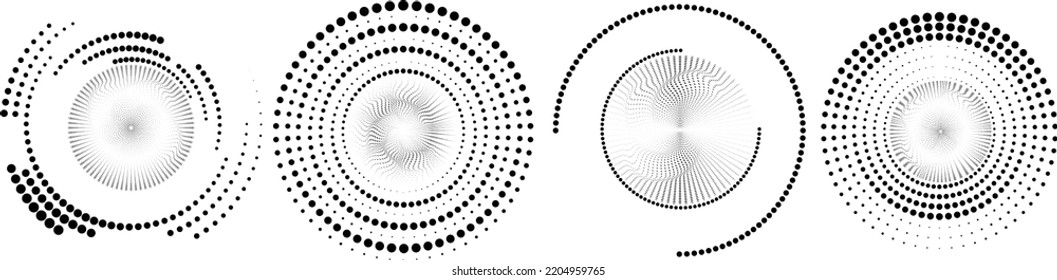 Halftone dots in circle form. round logo . vector dotted frame . design element