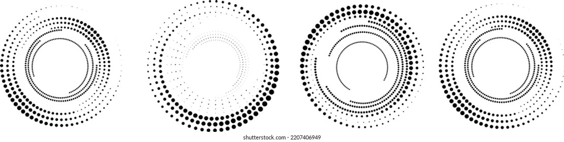 Halftone dots in circle form. round logo . vector dotted frame . design element