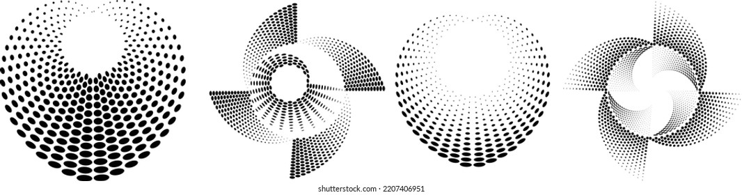 Halftone dots in circle form. round logo . vector dotted frame . design element