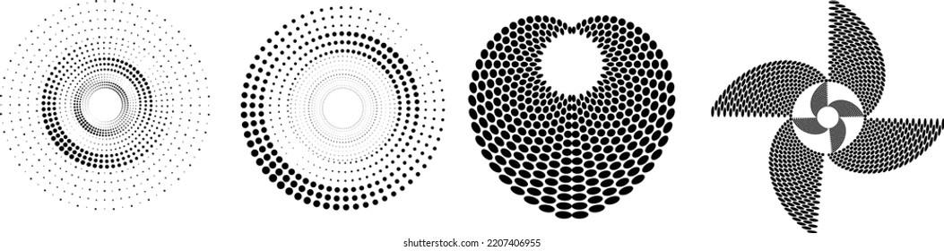 Halftone dots in circle form. round logo . vector dotted frame . design element