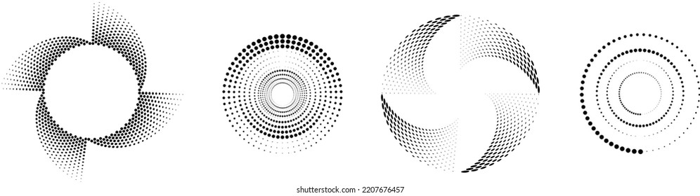 Halftone dots in circle form. round logo . vector dotted frame . design element