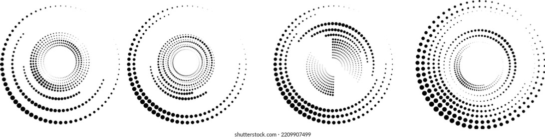Halftone dots in circle form. round logo . vector dotted frame . design element