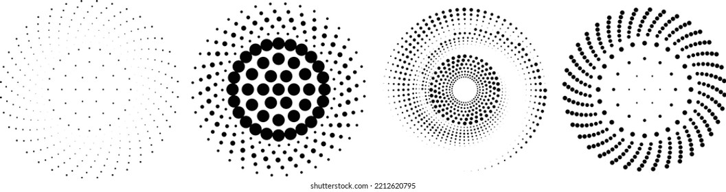 Halftone dots in circle form. round logo . vector dotted frame . design element