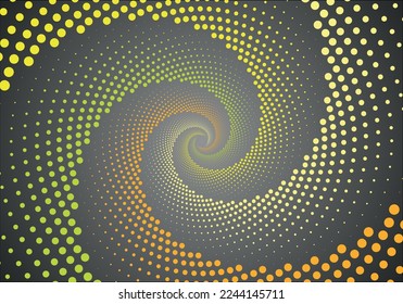 Los puntos de semitono en forma de círculo. logotipo redondo. cuadro de puntos vectoriales. elemento de diseño Fondo de puntos espirales