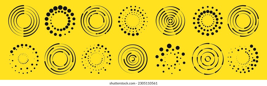 Halftone dots in circle form. round logo . vector dotted frame . Half tones design element	