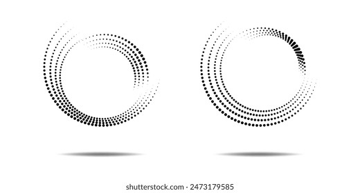 Halftone dots in circle form. round logo . vector dotted frame . design element