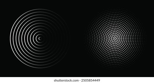 Halftone dots in circle form. round logo . vector dotted frame . design element