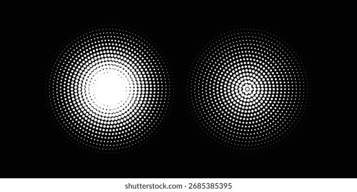 Halftone puntos en forma de círculo. logotipo redondo. marco de Vector punteado. elemento de diseño artes textura o elemento para Diseño gráfico simple 
