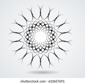 Halftone dots in circle form. round logo . vector dotted frame . design element