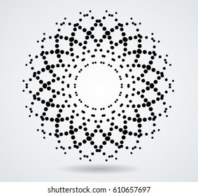 Halftone dots in circle form. round logo . vector dotted frame . design element