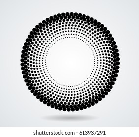 Halftone dots in circle form. round logo . vector dotted frame . design element
