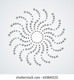 Halftone dots in circle form. round striped logo . vector dotted mandala. design element , 
