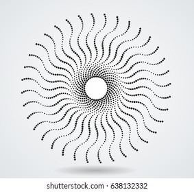 Halftone dots in circle form. round logo . vector dotted frame . design element