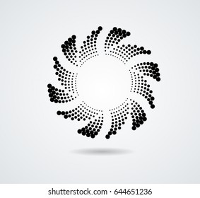 Halftone dots in circle form. round logo . vector dotted frame . design element