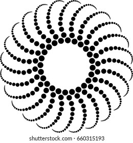 Halftone dots in circle form. round logo . vector dotted frame . design element