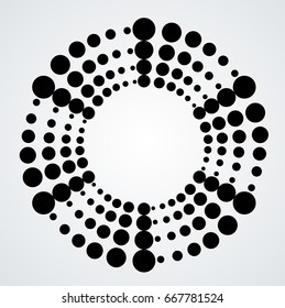 Halftone dots in circle form. round logo . vector dotted frame . design element