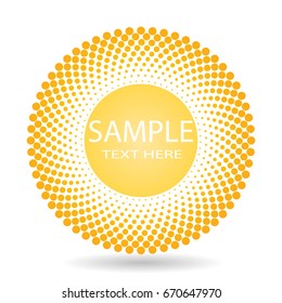 Halftone dots in circle form. round sun logo . vector dotted frame . design element. 