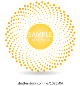 Halftone dots in circle form. round sun logo . vector dotted frame . design element. 