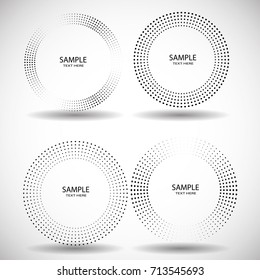 Halftone dots in circle form. round logo . vector dotted frame . design element