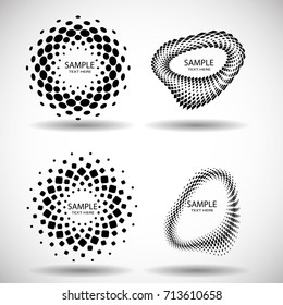 Halftone dots in circle form. round logo . vector dotted frame . design element