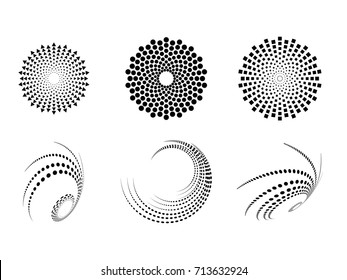 Halftone dots in circle form. round logo . vector dotted frame . design element