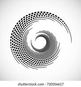 Halftone dots in circle form. round logo . vector dotted frame . design element