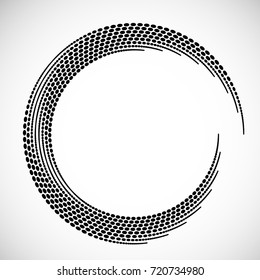 Halftone dots in circle form. round logo . vector dotted frame . design element