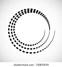 Halftone dots in circle form. round logo . vector dotted frame . design element