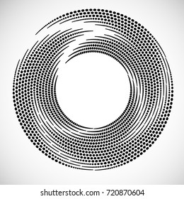 Halftone dots in circle form. round logo . vector dotted frame . design element